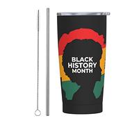 Black History Month Juneteenth Afroamericano 19 giugno 1865 Bicchiere con coperchio e cannuccia Bicchiere da 20 once in acciaio inossidabile con isolamento sottovuoto Tazze da caffè riutilizzabili Ta