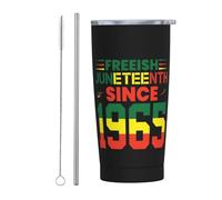Black History Month Juneteenth Afroamericano 19 giugno 1865 Bicchiere con coperchio e cannuccia Bicchiere da 20 once in acciaio inossidabile con isolamento sottovuoto Tazze da caffè riutilizzabili Ta