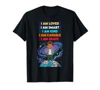 Black History Month Positive Affirmations Galaxy Space Boy Maglietta