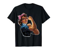 Black History Pin Up Rosie The Riveter Afroamericano Maglietta