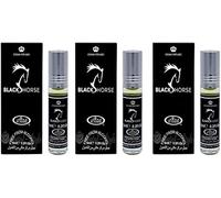 Black Horse Concentrated Perfume Oil Roll-On (6ml x 3) | Alcohol-Free Long Lasting Arabic Attar for Men | Woody Musky Oriental Fragrance Combo Pack