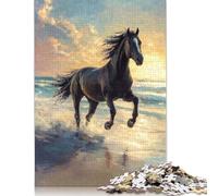 Black Horse Freedom by The Sea Jigsaw Puzzle Impossible 1000Pcs Decorazione Per La Casa. Rilassamento E Intelligence Per Adulti E Bambini Da 12 Anni 1000pcs (75x50cm)
