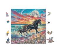 Black Horse in Moonlight Forest Rompicapo 100 Pezzi Puglia Per Adulti Cartone Spesso Resistente Per Tempo Libero E Passatempo Da Passatempo Con Poster Incluso Top Vendita 28x28cm