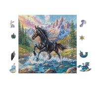 Black Horse Mountain River Puzzle 100 Pezzi Per Attività Scolastiche Cartone Spesso Per Bambini Miglioramento Coordinazione Per Educazione Artistica Qualità Garantita 28x28cm