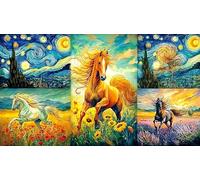 Black-horse-under-moonlit-forest-with-Christmas-ornaments Puzzle 1000 pezzi Carta riciclata Estremamente difficile Gioco stimolante per donne e uomini per relax 38x52/1000 pezzi