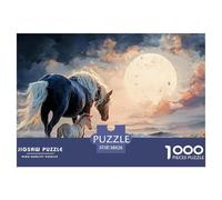Black Horse with A White Mane 1000 Pezzi Cartoncino Premium Puzzle Wild Beast Antistress Gioco Creativo Puzzle Per Adulti E Bambini 38x26cm/1000pcs
