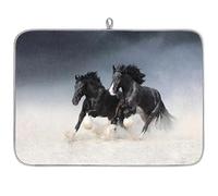 Black Horses - Tappetino scolapiatti in microfibra assorbente Ben Horses per scolapiatti da cucina, cucchiaio, piatto di vetro, 40,6 x 45,7 cm