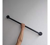 Black Industrial Iron Pipe Stair Handrail, Home Loft Against The Wall Elderly Non-Slip Railing with Wall Mount Support, Outdoor Indoor Stairs Porch Deck Hand Rail(360cm)