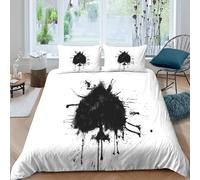 Black ink splashSet Di Copripiumino ultra microfibra 3 Pezzi stampa 3D con cerniera Abstract art design copripiumino con federe traspirante ultra morbido for ragazze Single（135x200cm）