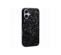(Black)iPhone 16 Case, Sparkling Glitter Phone Back Cover, TPU + PC Hybrid Protective Case, Shockproof Anti-Scratch