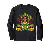 Black Irish Afro Black Girl African American St Patricks Day Maglia a Manica