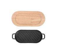 Black Iron Steak Plate Set for Kitchen Use 1 Set Cooking Plates