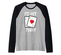 Black Jack Divertente Gioco d'azzardo Casino Gambler Maglia con Maniche Raglan
