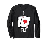 Black Jack I Love BJ Divertente Gioco d'azzardo Casino Gambler Maglia a Manica