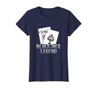 Black Jack Legend | Gioco D'Azzardo di Carte | Casino Maglietta, Donna, Navy, S