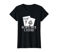 Black Jack Legend | Gioco D'Azzardo di Carte | Casino Maglietta, Donna, Nero, XL