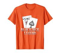 Black Jack Legend | Gioco D'Azzardo di Carte | Casino Maglietta, Uomo, Arancio, S