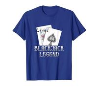 Black Jack Legend | Gioco D'Azzardo di Carte | Casino Maglietta, Uomo, Blu Reale, L