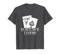 Black Jack Legend | Gioco D'Azzardo di Carte | Casino Maglietta, Uomo, Grigio Scuro, L