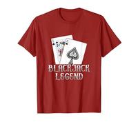 Black Jack Legend | Gioco D'Azzardo di Carte | Casino Maglietta, Uomo, Mirtillo Rosso, L