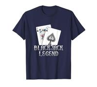 Black Jack Legend | Gioco D'Azzardo di Carte | Casino Maglietta, Uomo, Navy, L