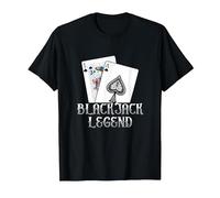Black Jack Legend | Gioco D'Azzardo di Carte | Casino Maglietta, Uomo, Nero, L