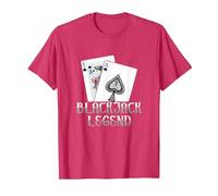 Black Jack Legend | Gioco D'Azzardo di Carte | Casino Maglietta, Uomo, Rosso mélange, L