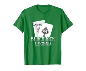 Black Jack Legend | Gioco D'Azzardo di Carte | Casino Maglietta, Uomo, Verde Mela, L