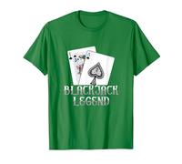 Black Jack Legend | Gioco D'Azzardo di Carte | Casino Maglietta, Uomo, Verde Mela, M