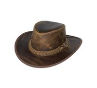 Black Junge Bulat Cappello in Pelle, Cappello Occidentale, Cappello Australia, Cappello da Cowboy (Abbronzatura, S)