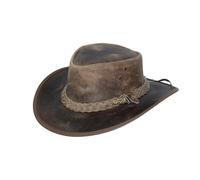 Black Junge Bulat Cappello in Pelle, Cappello Occidentale, Cappello Australia, Cappello da Cowboy (Charcoal, XS)