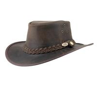 Black Junge Bulat Cappello in Pelle, Cappello Occidentale, Cappello Australia, Cappello da Cowboy (Marrone, XS)