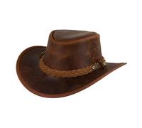 Black Junge Bulat Cappello in Pelle, Cappello Occidentale, Cappello Australia, Cappello da Cowboy (ocra, M)