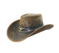 Black Jungle Ontario Outdoor Western Cappello in Pelle Australia Cowboy Cappelli in Pelle Cappello da Equitazione Unisex (L, Tan/Nero).