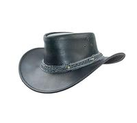 Black Jungle Reedley Cappello in Pelle - Cappello Western Classico, Cappello da Cowboy Cappello Australia (Nerro, L)