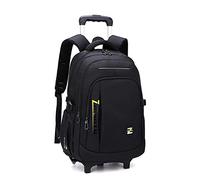 Black Kids Boys - Zaino con ruote per adolescenti, con 2 ruote, Nero Giallo-2 Ruote, Rolling backpack with 2 Wheels, Zaini