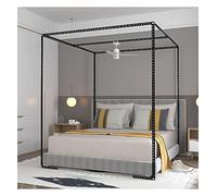 Black King Size Mosquito Net Canopy Bed Frame BracketsHeavyDuty Stainless Steel 4Corner Post Poles for Ultimate Protection and Style