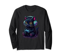 Black Kitten - Console divertente video Game Graphic Zocker Maglia a Manica