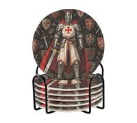 Black Knight - Sottobicchieri assorbenti con supporto, set di 6 sottobicchieri per bevande, accessori essenziali per bar, decorazioni per la casa
