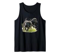 Black Lab Cuccioli Giocando Carino Baby Labrador Dog Art Canotta