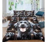 Black Lab DogSet Di Copripiumino ultra microfibra 3 Pezzi stampa 3D con cerniera Digital Art Style copripiumino con federe soffice ultra morbido for ragazze Single（140x200cm）