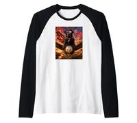 Black Lab Labrador Dog on Bald Eagle Bandiera Americana USA Maglia con Maniche Raglan