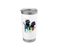 Black Lab Puppies, decorazione colorata per cani arcobaleno con spruzzi neon Bicchiere termico in acciaio inox doppia parete