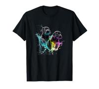 Black Lab Puppies, Decorazione Colorata per Cani Arcobaleno con Spruzzi Neon Maglietta