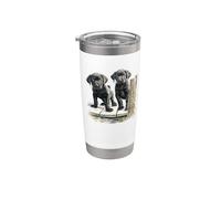 Black Lab Puppies Dock Duo Cute Labrador Art Bicchiere termico in acciaio inox doppia parete
