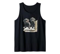 Black Lab Puppies Dock Duo Cute Labrador Art Canotta