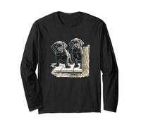 Black Lab Puppies Dock Duo Cute Labrador Art Maglia a Manica