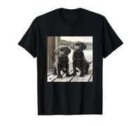 Black Lab Puppies Dock Lake, Simpatica Opera d'Arte Labrador Retriever Maglietta