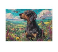 Black Labrador Dog Floral Puzzle 300 Pezzi Per Regalo Di San Valentino Cartone Spesso Per Coppie Per Serate in Casa Insieme Con Confezione Regalo Edizione Esclusiva 300 PCS（40x28cm）