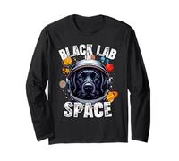 Black Labrador Lover «Black Lab in Space» Funny Black Lab Maglia a Manica